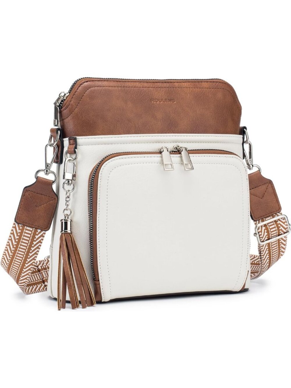 Vegan Leather Crossbody Purse for Women - Medium Travel Wallet Bag with Tassel